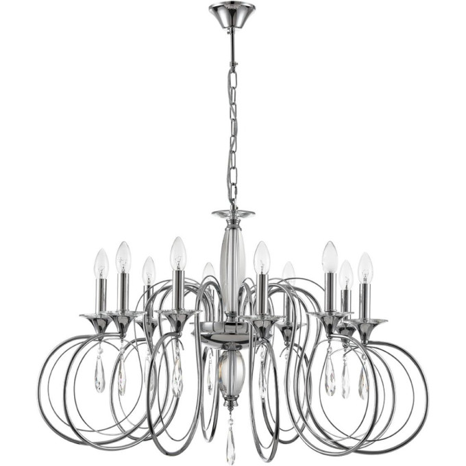 Люстра подвесная LUMION LAOKA 8032/10 CLASSI LN25 Е14 10*40W 220V хром, металл/хрусталь