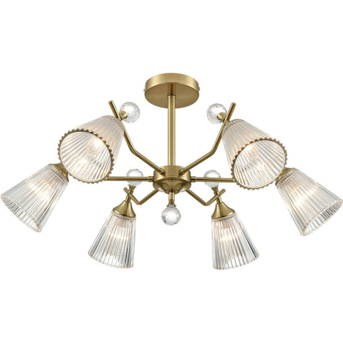 Люстра потолочная LUMION AURICA 8046/6C CLASSI LN24 Е14 6*40W 220V латунь/прозрачное стекло